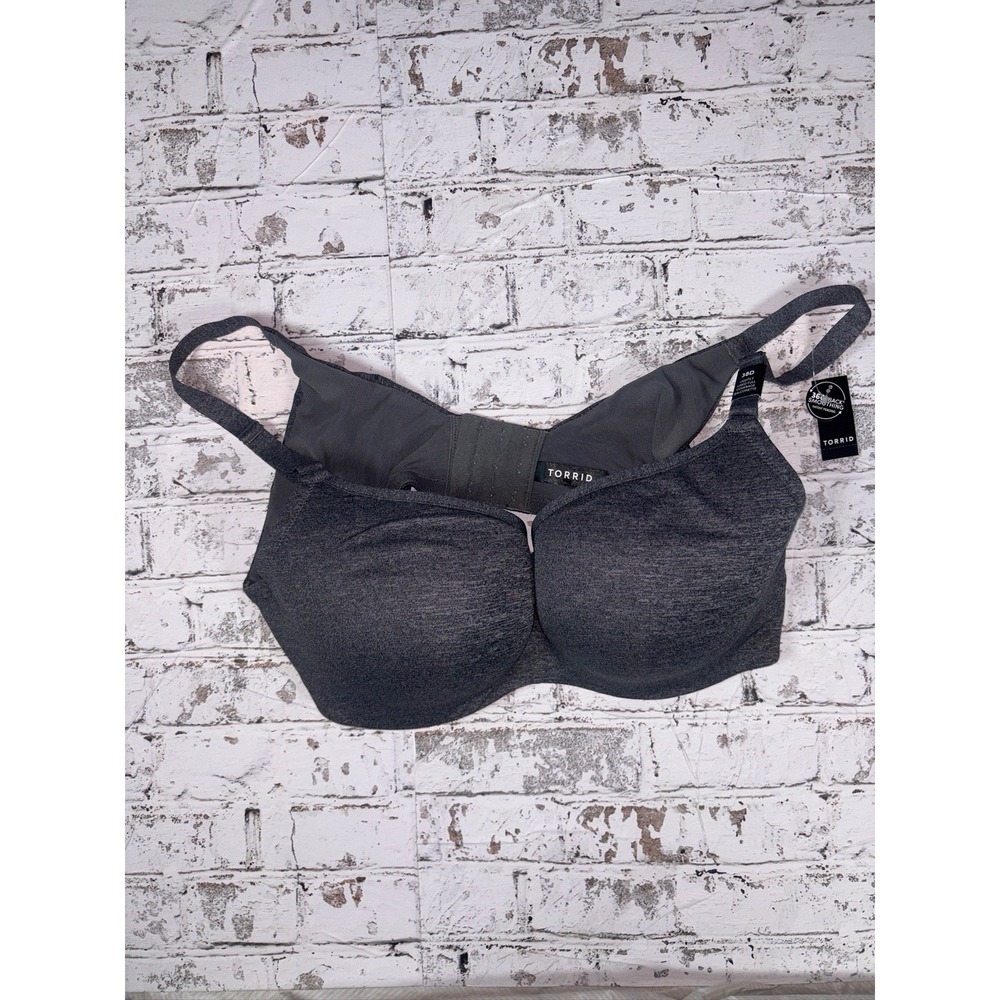 Torrid 360 Back Smoothing Balconette Bra 38D Heather Charcoal Grey Lightly Lined